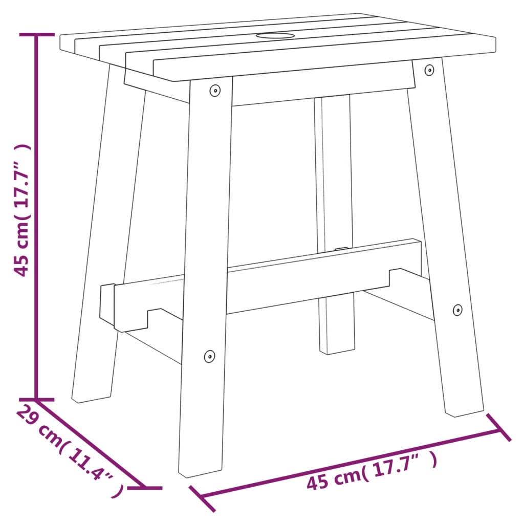Stool Natural Wood Solid Acacia wood Medium Decorative Inlays