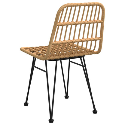 Garden Chair Set of 2 Black Steel, polyethylene with a rattan look