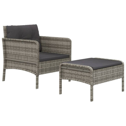 Garden Lounge Set Grey, Dark Grey Poly Rattan, Powder-Coated Steel