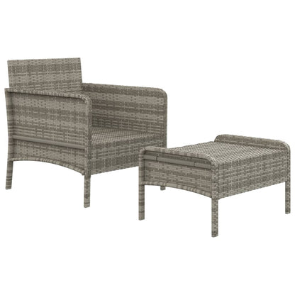 Garden Lounge Set Grey, Dark Grey Poly Rattan, Powder-Coated Steel