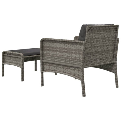 Garden Lounge Set Grey, Dark Grey Poly Rattan, Powder-Coated Steel