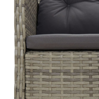 Garden Lounge Set Grey, Dark Grey Poly Rattan, Powder-Coated Steel