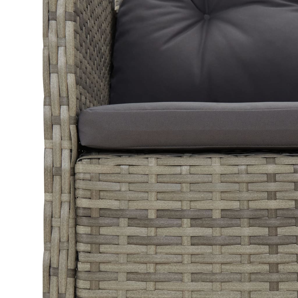 Garden Lounge Set Grey, Dark Grey Poly Rattan, Powder-Coated Steel