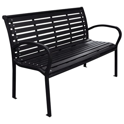 Garden Bench Black WPC (Wood Plastic Composite), Steel 116 cm wide