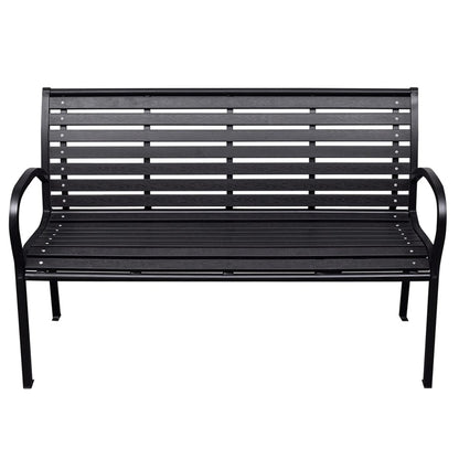 Garden Bench Black WPC (Wood Plastic Composite), Steel 116 cm wide