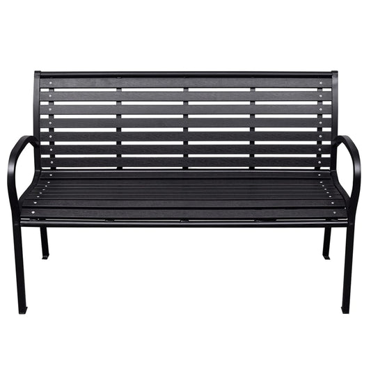 Garden Bench Black WPC (Wood Plastic Composite), Steel 116 cm wide