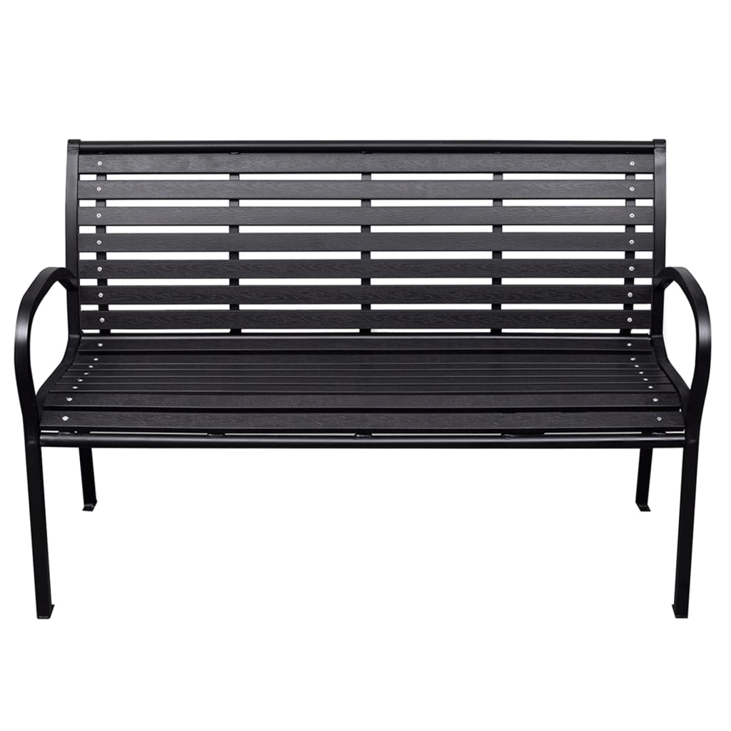 Garden Bench Black WPC (Wood Plastic Composite), Steel 116 cm wide