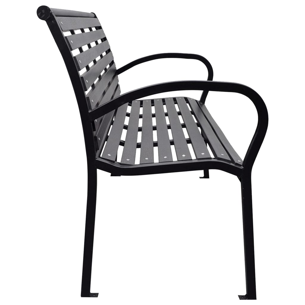 Garden Bench Black WPC (Wood Plastic Composite), Steel 116 cm wide