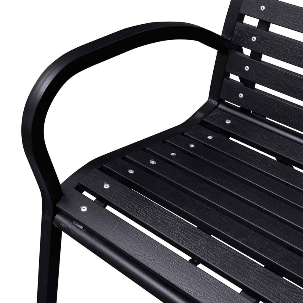 Garden Bench Black WPC (Wood Plastic Composite), Steel 116 cm wide
