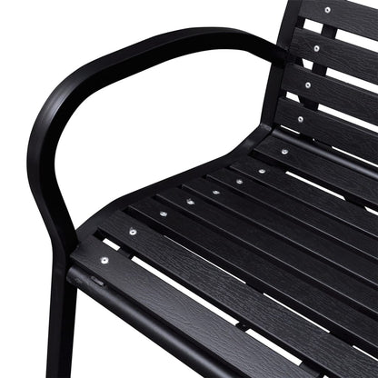 Garden Bench Black WPC (Wood Plastic Composite), Steel 116 cm wide