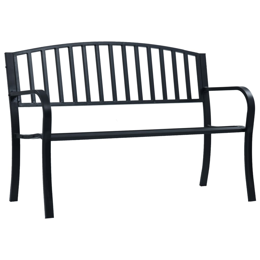 Garden Bench Black Powder-coated Steel 47.2 in Long Durable