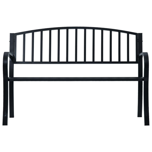 Garden Bench Black Powder-coated Steel 47.2 in Long Durable