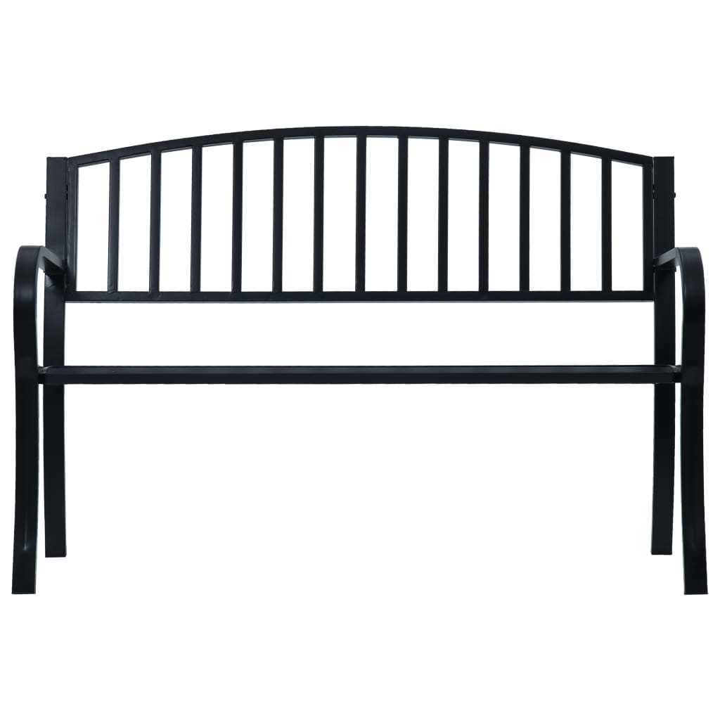 Garden Bench Black Powder-coated Steel 47.2 in Long Durable