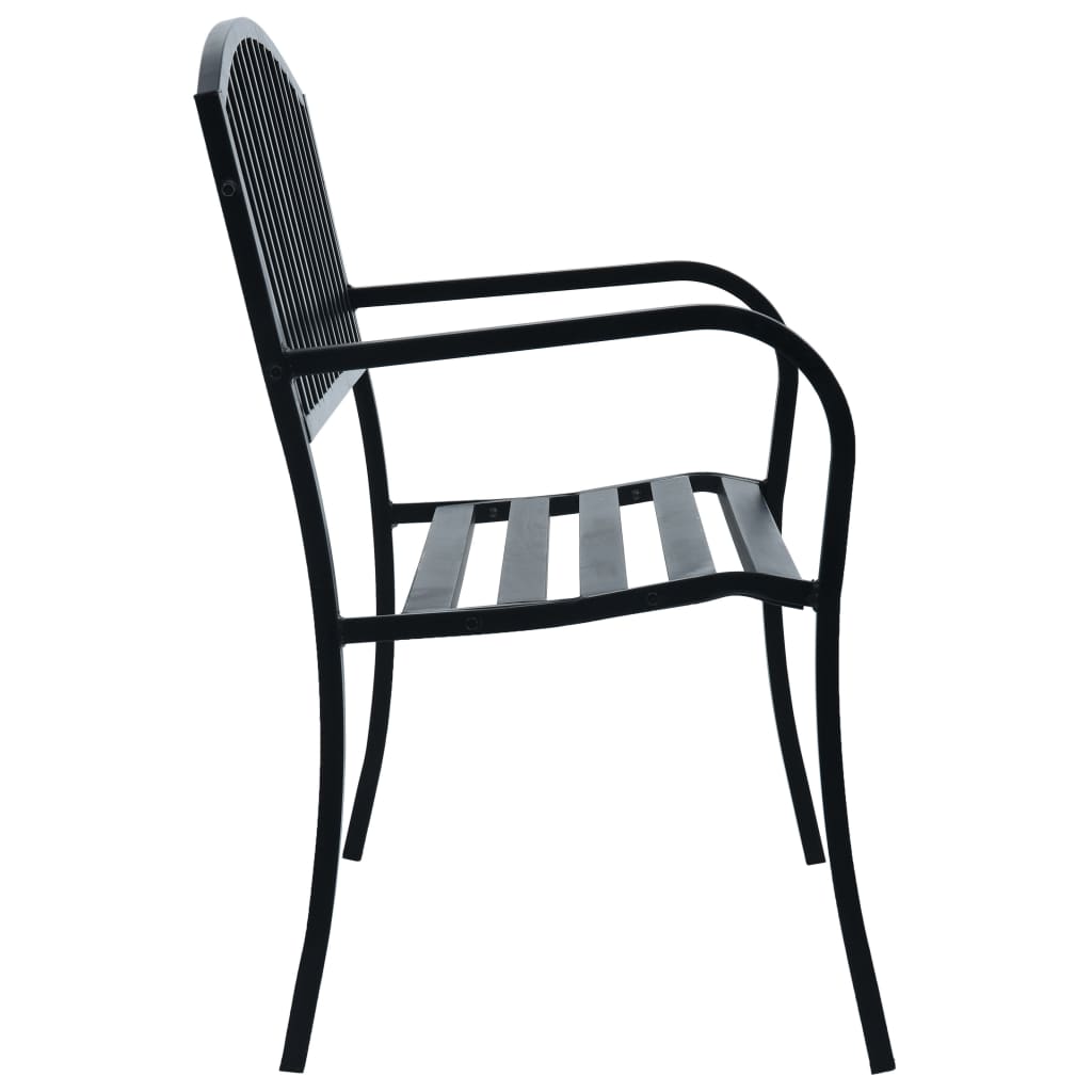 Garden Bench Black Powder-coated Steel 47.2 in Long Durable