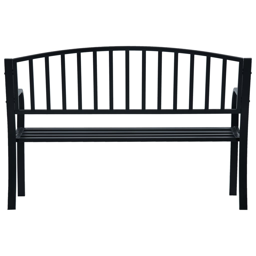 Garden Bench Black Powder-coated Steel 47.2 in Long Durable