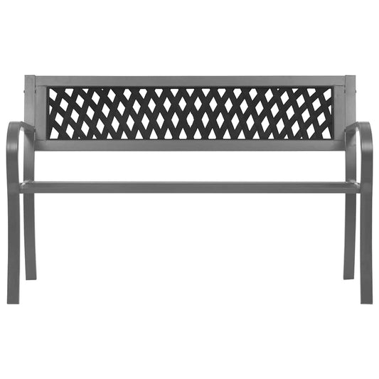 Garden Bench Black Steel, plastic 47.2 in Durable Garden Bench