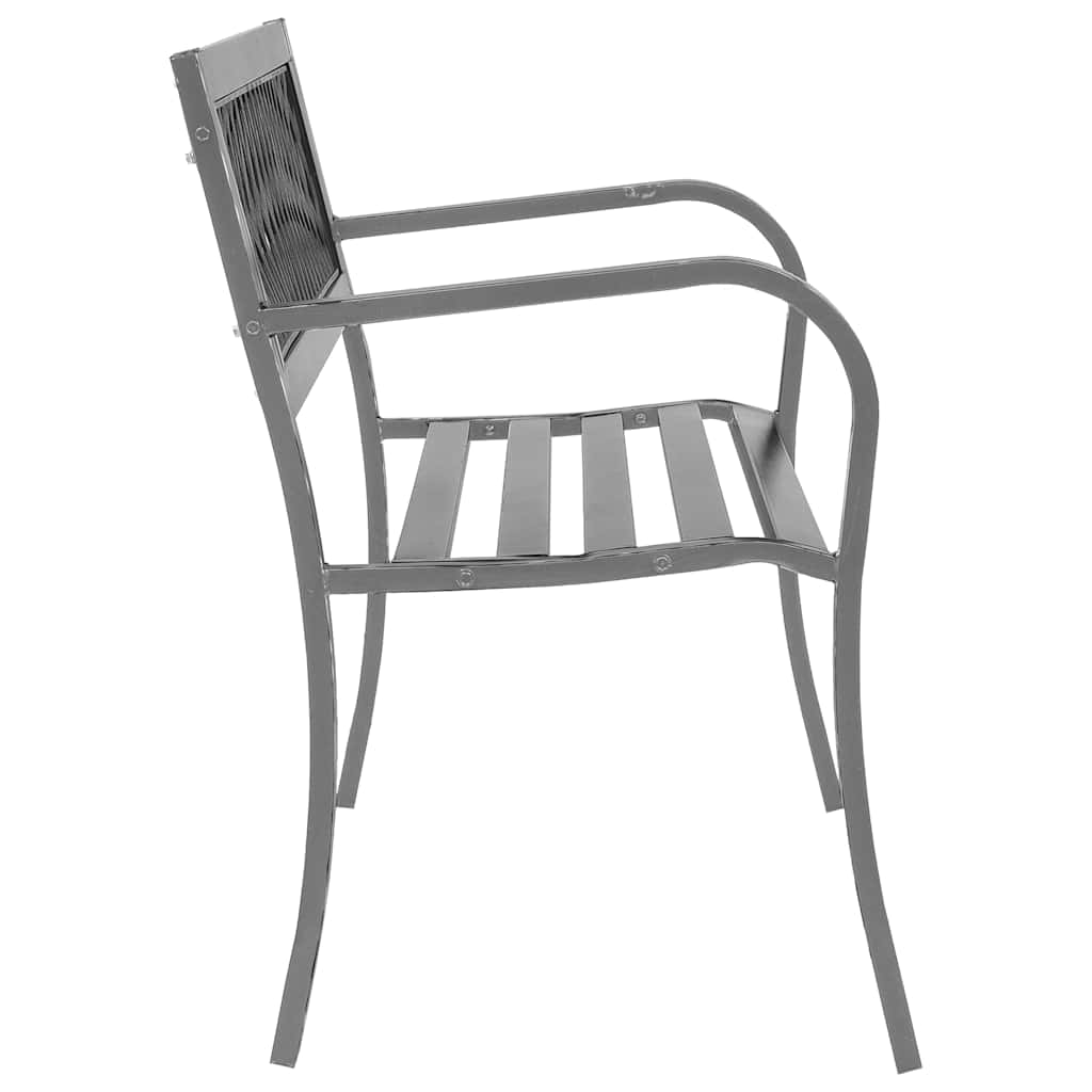 Garden Bench Black Steel, plastic 47.2 in Durable Garden Bench