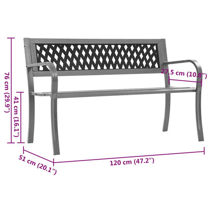 Garden Bench Black Steel, plastic 47.2 in Durable Garden Bench