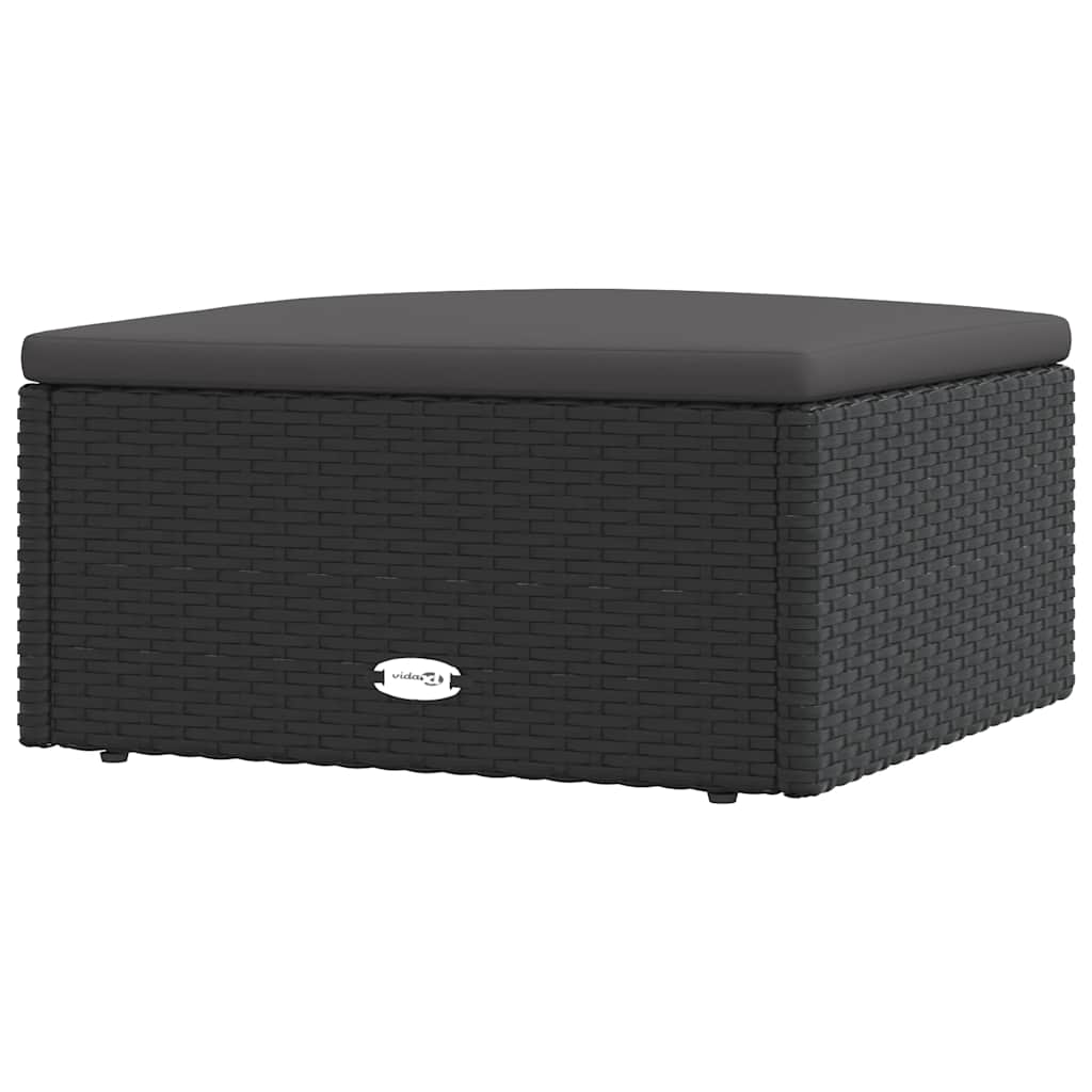 Garden Footstool Black PE rattan Small Modular Garden Footstool