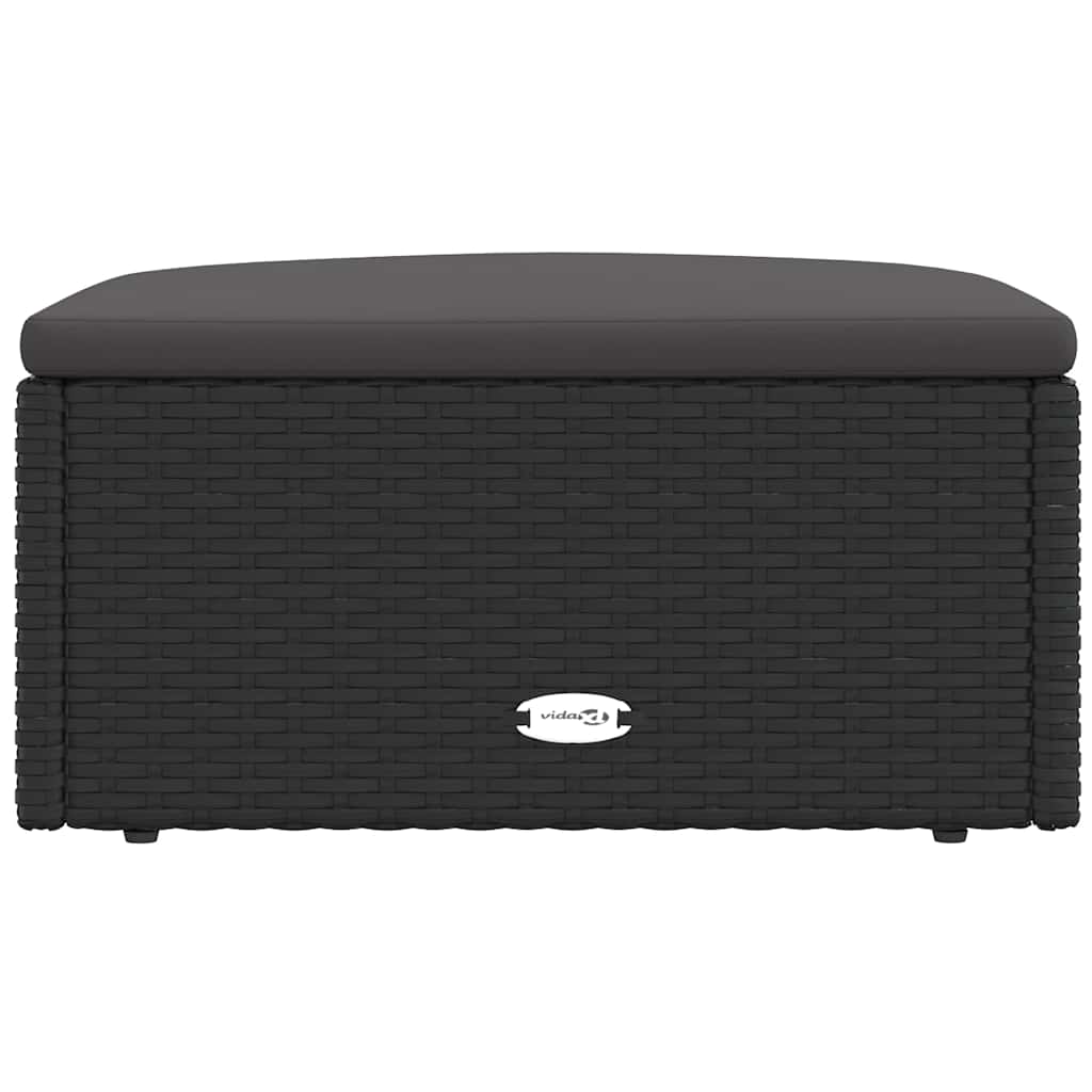 Garden Footstool Black PE rattan Small Modular Garden Footstool