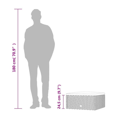 Garden Footstool Black PE rattan Small Modular Garden Footstool