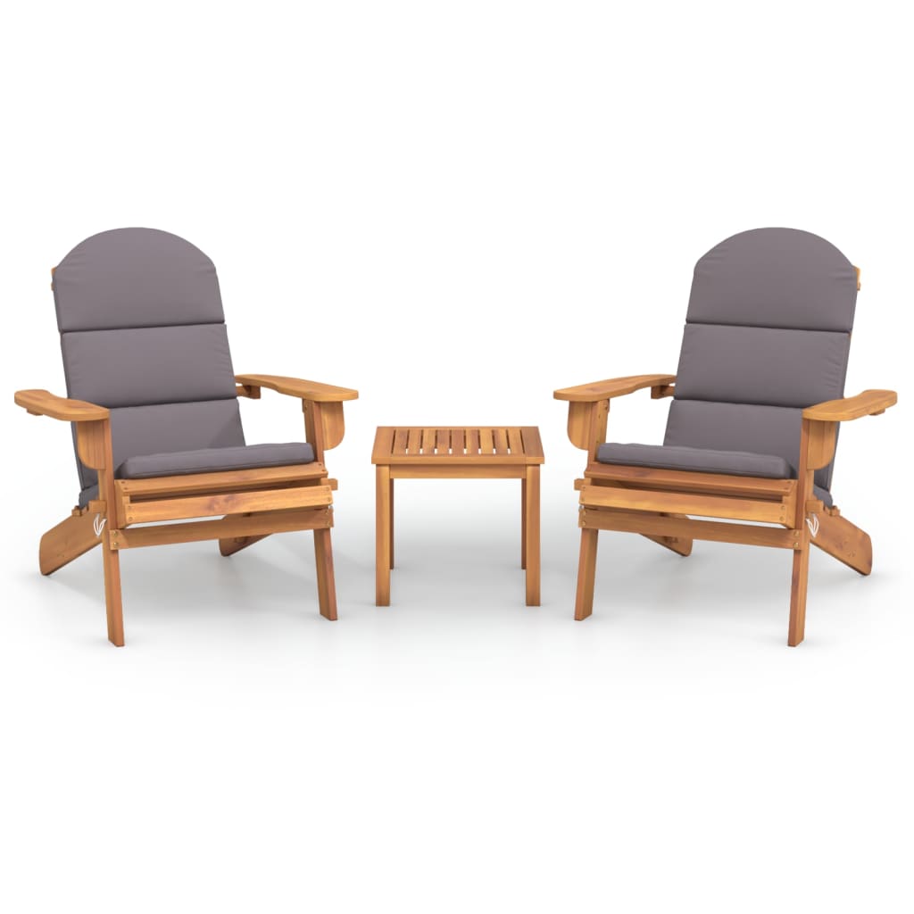 3 Piece Adirondack Patio Lounge Set Solid Wood Acacia
