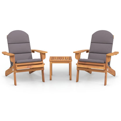 3 Piece Adirondack Patio Lounge Set Solid Wood Acacia