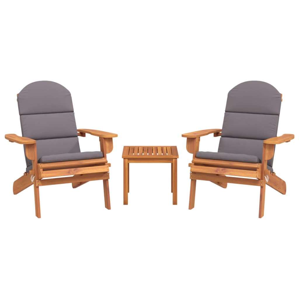 3 Piece Adirondack Patio Lounge Set Solid Wood Acacia