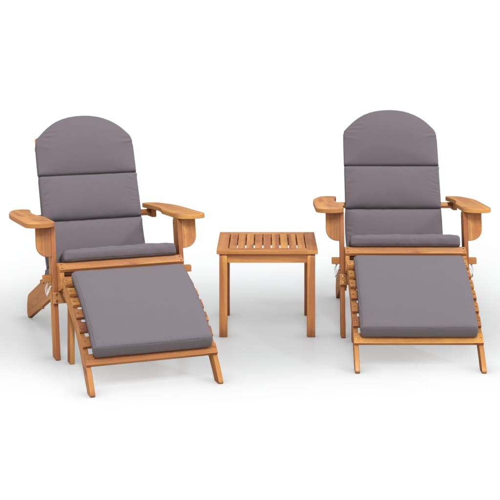 Garden Lounge Set Natural Wood Solid Acacia Wood, Fabric Standard