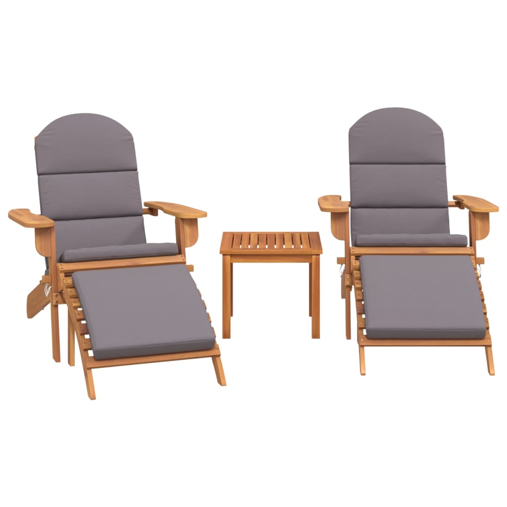 Garden Lounge Set Natural Wood Solid Acacia Wood, Fabric Standard