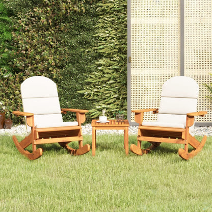 Garden Lounge Set Natural Wood, Cream white Solid acacia wood