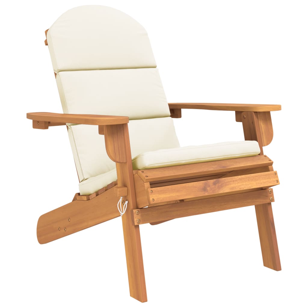 Garden Lounge Set Cream White Solid Acacia wood Medium Foldable