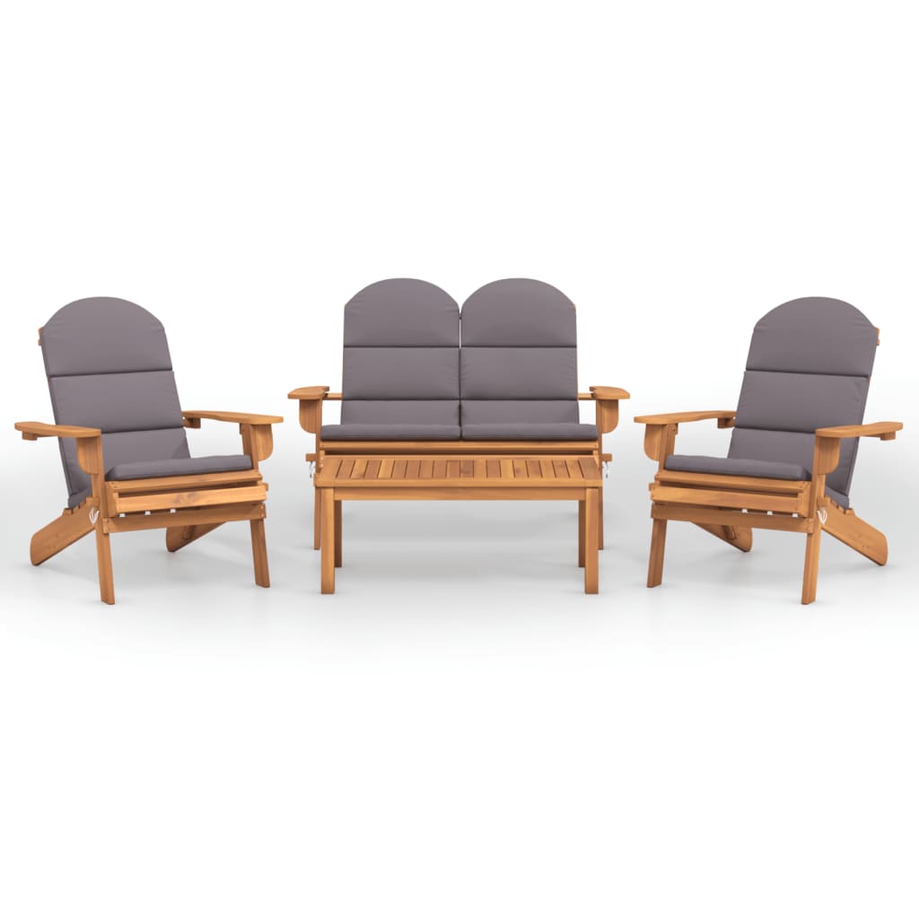 Garden Lounge Set Dark grey Solid_acacia_wood Medium Foldable