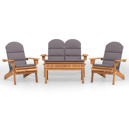 Garden Lounge Set Dark grey Solid_acacia_wood Medium Foldable