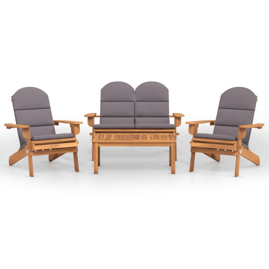 Garden Lounge Set Dark grey Solid_acacia_wood Medium Foldable