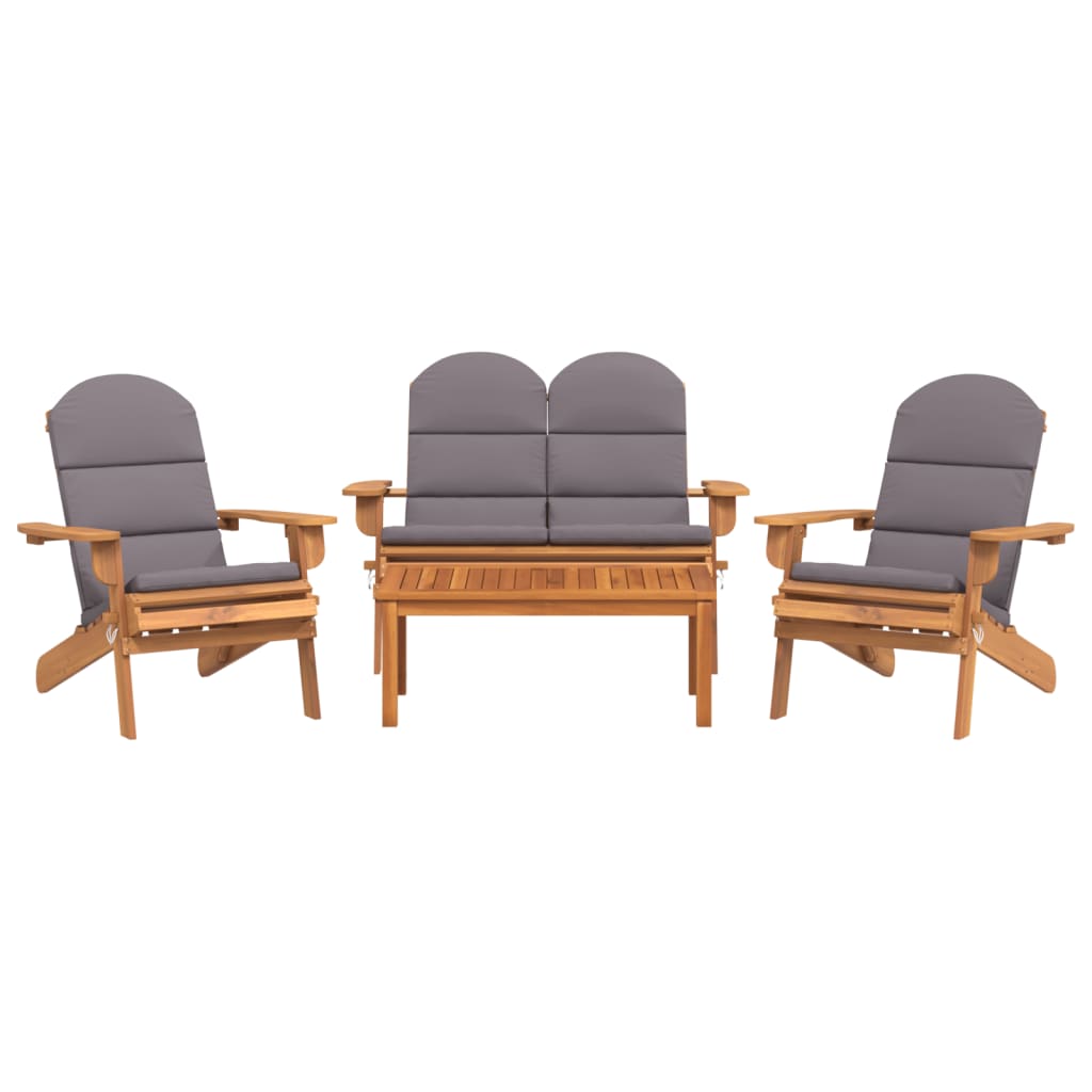Garden Lounge Set Dark grey Solid_acacia_wood Medium Foldable