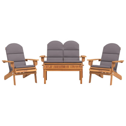 Garden Lounge Set Dark grey Solid_acacia_wood Medium Foldable