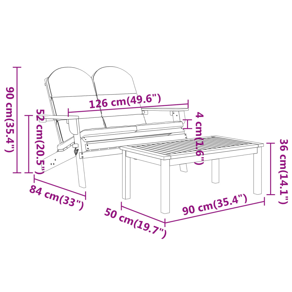 Garden Lounge Set Dark grey Solid_acacia_wood Medium Foldable