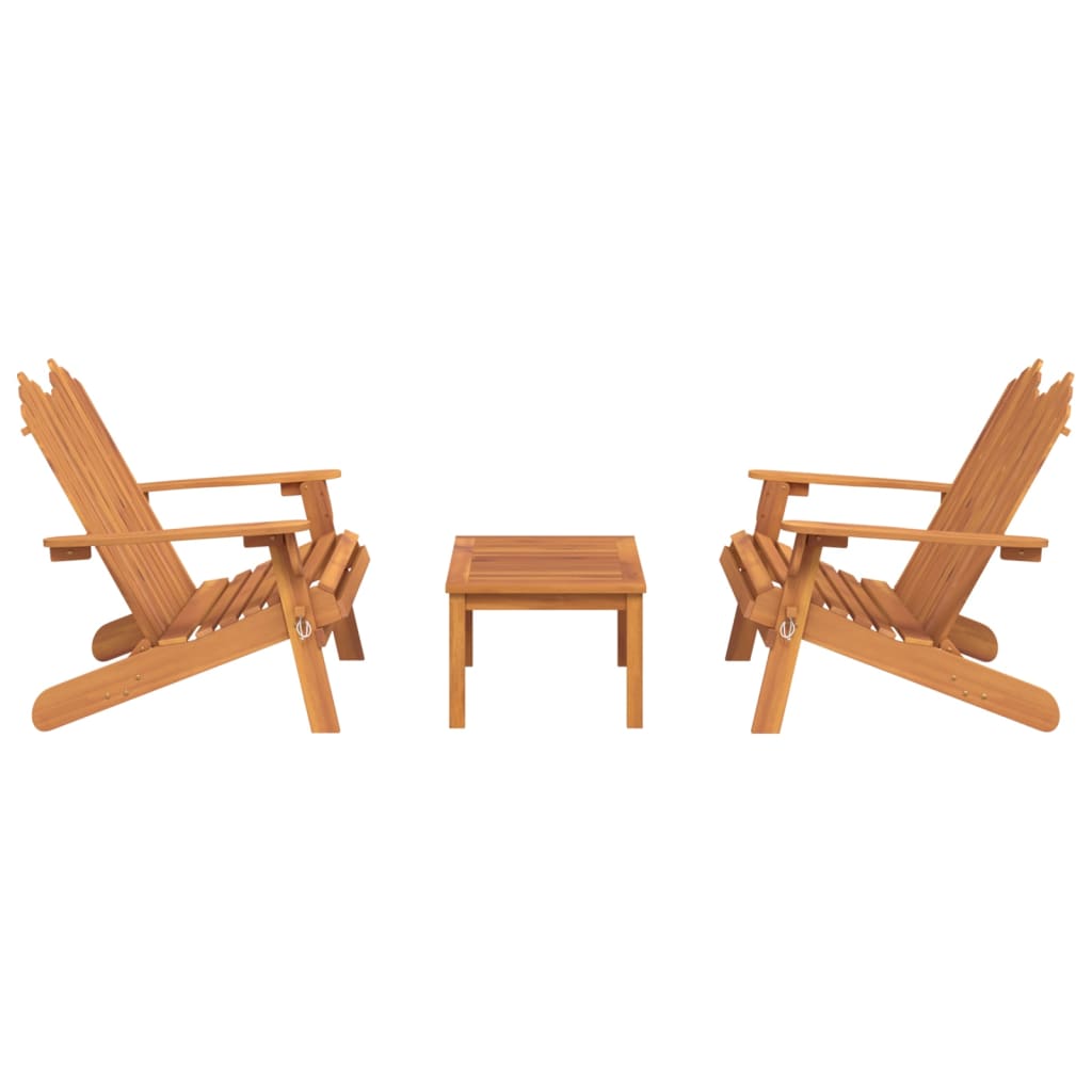 Garden Lounge Set Brown Solid Acacia Wood Medium Foldable