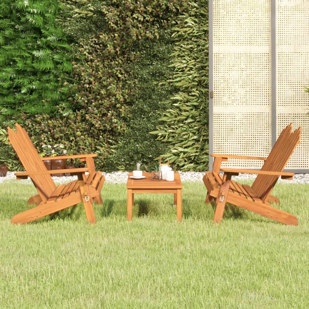 Garden Lounge Set Brown Solid Acacia Wood Medium Foldable