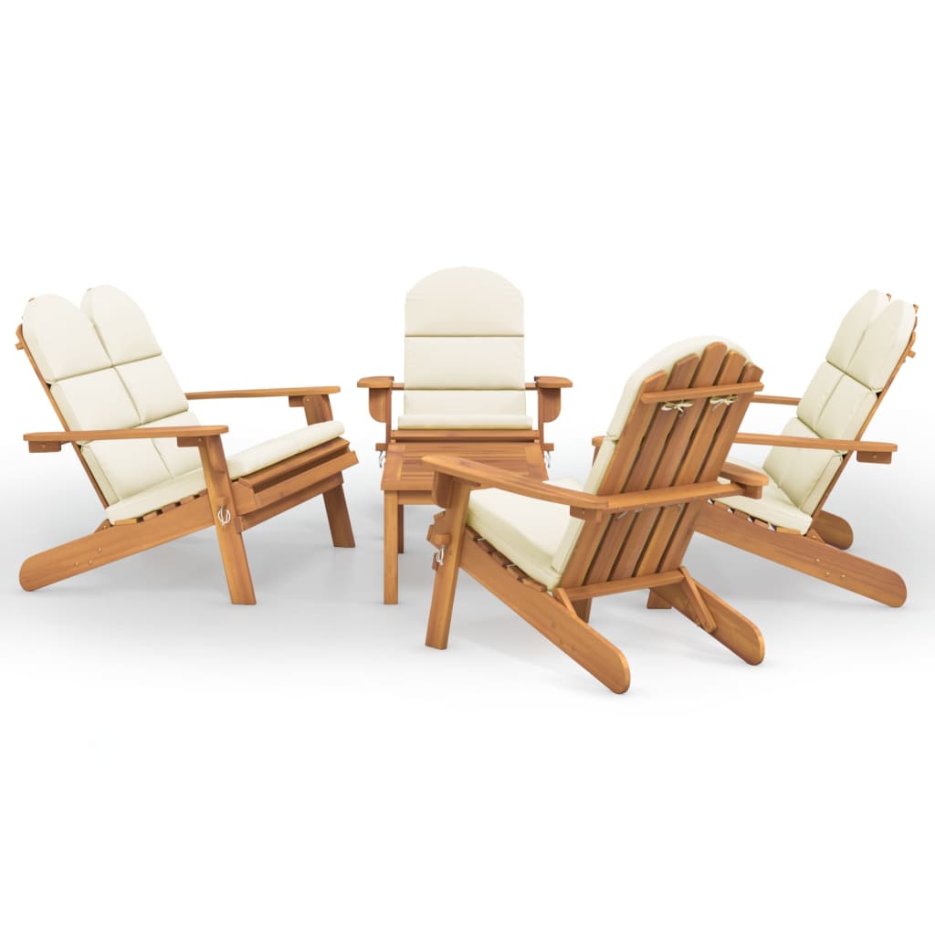 Garden Lounge Set Cream white, Natural wood