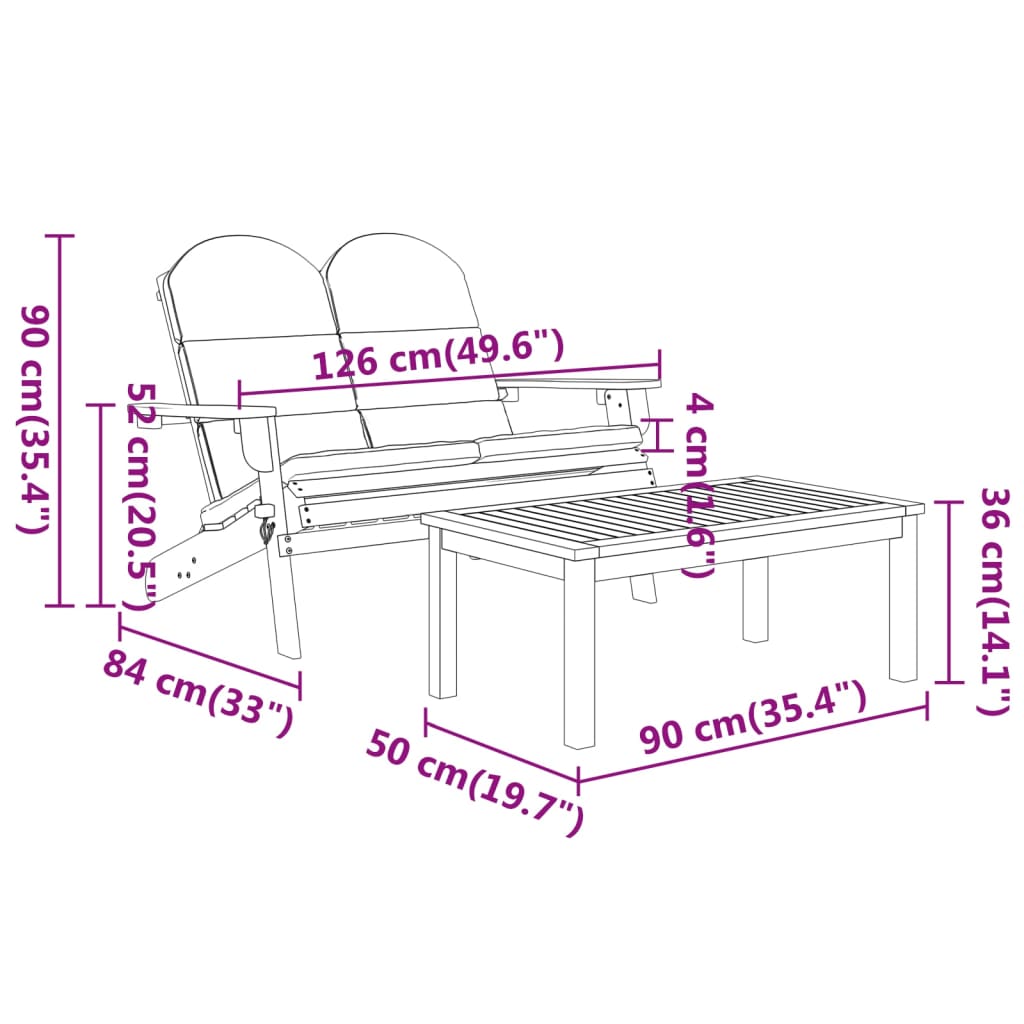 Garden Lounge Set Cream white, Natural wood