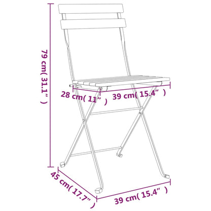 Folding Bistro Set Natural wood Solid acacia wood Standard