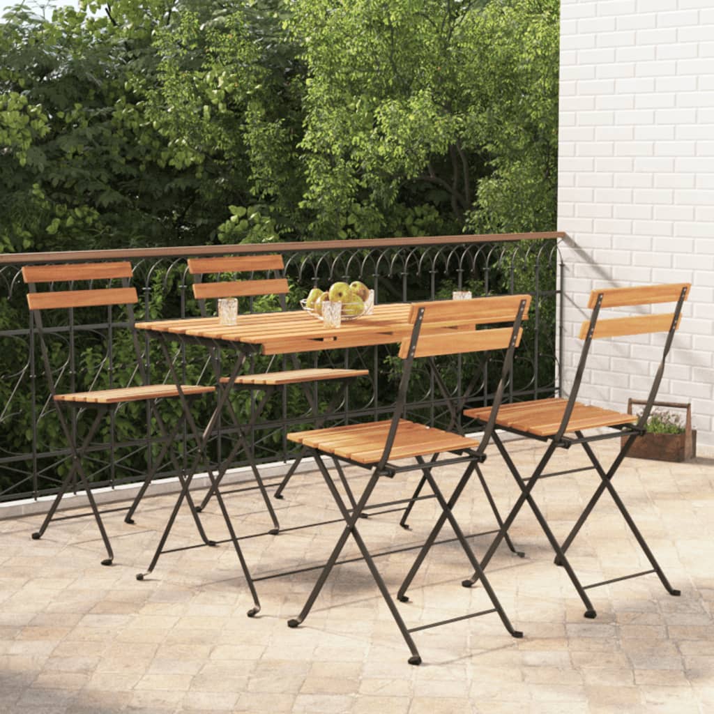 Folding Bistro Set Natural wood Solid acacia wood Standard