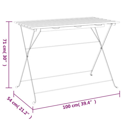 Folding Bistro Set Natural wood and black
