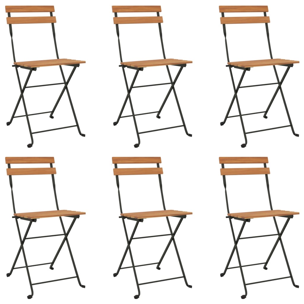 Folding Bistro Set Natural wood and black