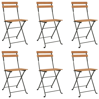 Folding Bistro Set Natural wood and black