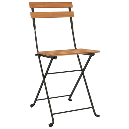 Folding Bistro Set Natural wood and black