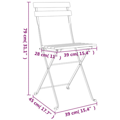Folding Bistro Set Natural wood and black