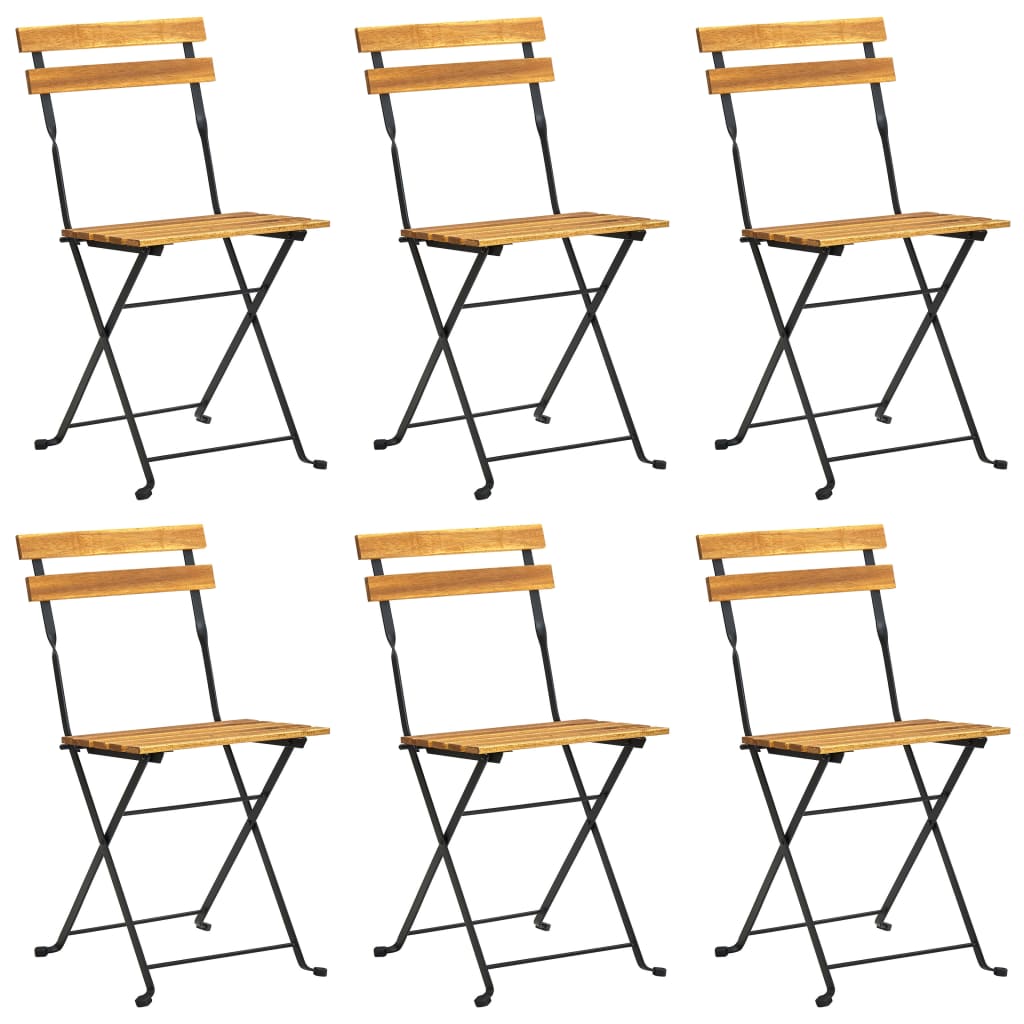 Garden Chair Set of 6 Brown Solid Acacia wood Standard